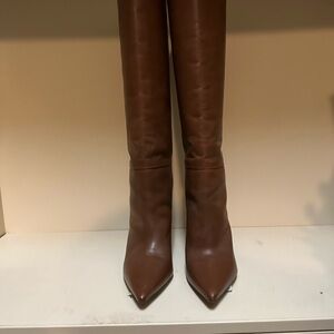 Elegant Brown Leather Knee-High Boots